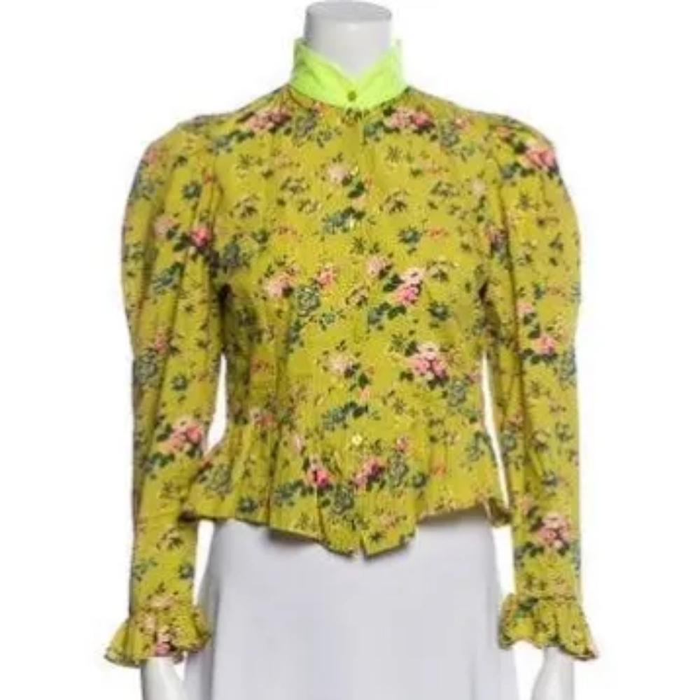 Batsheva + Laura Ashley mock neck blouse, size 8